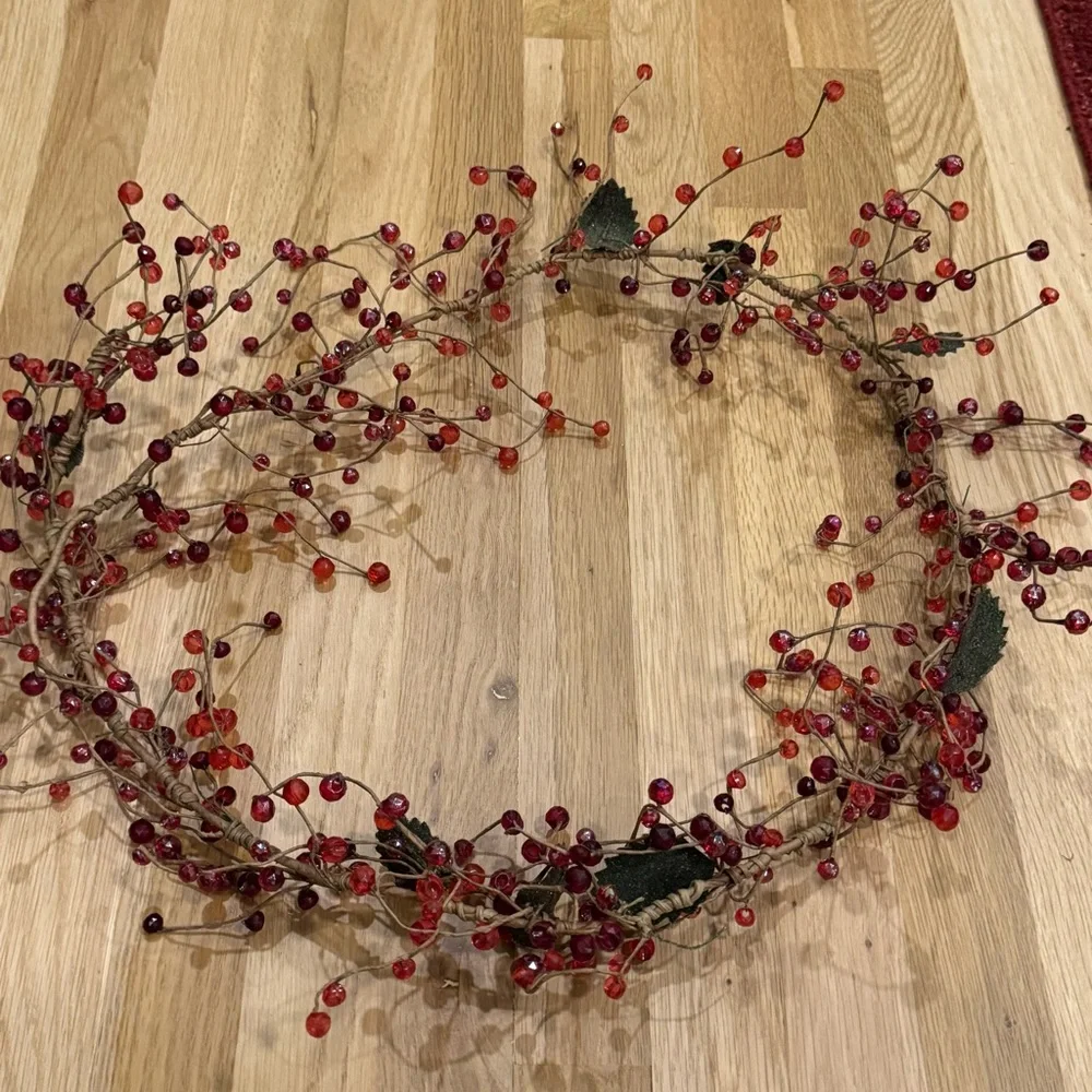 Vintage Berry Glass Bead Garland 5'
